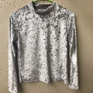 Crushed velvet, longsleeve, cropped shirt